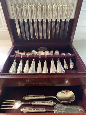 Vintage Italian Silver Flatware Set Service for 12 Nobility Plate w/ Case 63pc